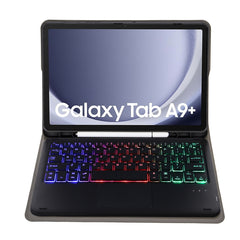 A09B-AS Candy Color Touch Backlight Bluetooth Keyboard Leather Tablet Case with Pen Holder
