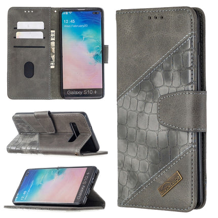 Matching Color Crocodile Texture Horizontal Flip PU Leather Case with Wallet & Holder & Card Slots, For Samsung Galaxy S10 Plus