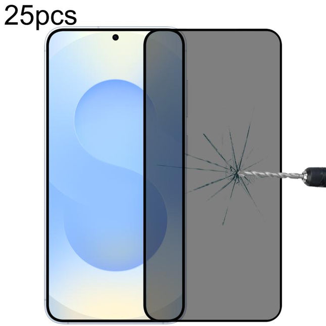 25pcs Full Cover Anti-peeping Tempered Glass Film,  Support Fingerprint Unlocking, For Samsung Galaxy S26+ 5G, For Samsung Galaxy S26 Ultra 5G, For Samsung Galaxy S26 5G, For Samsung Galaxy S25 Edge 5G, For Samsung Galaxy S25 5G                        ...