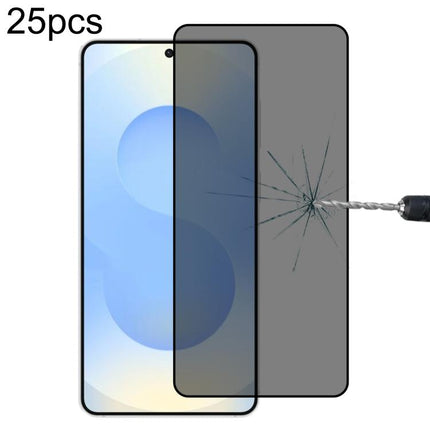 25pcs Full Cover Anti-peeping Tempered Glass Film,  Support Fingerprint Unlocking, For Samsung Galaxy S26+ 5G, For Samsung Galaxy S26 Ultra 5G, For Samsung Galaxy S26 5G, For Samsung Galaxy S25 Edge 5G, For Samsung Galaxy S25 5G                        ...
