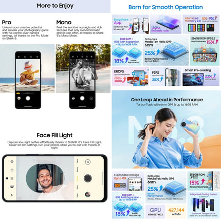 Blackview SHARK 8, Identificación de huellas dactilares, 6.78 pulgadas Android 13 MTK6789 Helio G99 Octa Core hasta 2.2GHz, Red: 4G, OTG, 8GB+128GB, 8GB+256GB