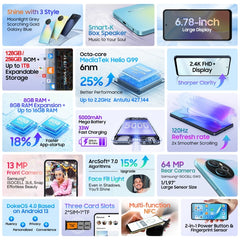 Blackview SHARK 8, Fingerprint Identification, 6.78 inch Android 13 MTK6789 Helio G99 Octa Core up to 2.2GHz, Network: 4G, OTG, 8GB+256GB