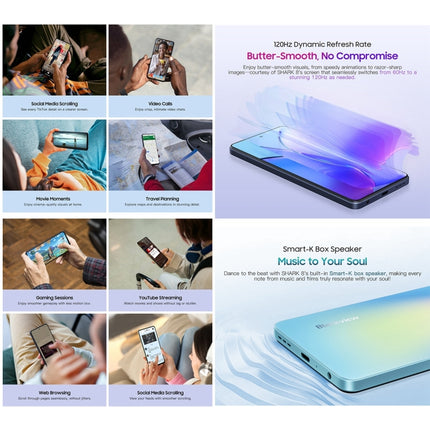 Blackview SHARK 8, Identificación de huellas dactilares, 6.78 pulgadas Android 13 MTK6789 Helio G99 Octa Core hasta 2.2GHz, Red: 4G, OTG, 8GB+128GB, 8GB+256GB