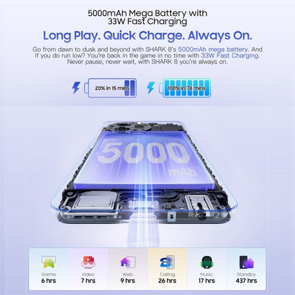 Blackview SHARK 8, Identificación de huellas dactilares, 6.78 pulgadas Android 13 MTK6789 Helio G99 Octa Core hasta 2.2GHz, Red: 4G, OTG, 8GB+128GB, 8GB+256GB