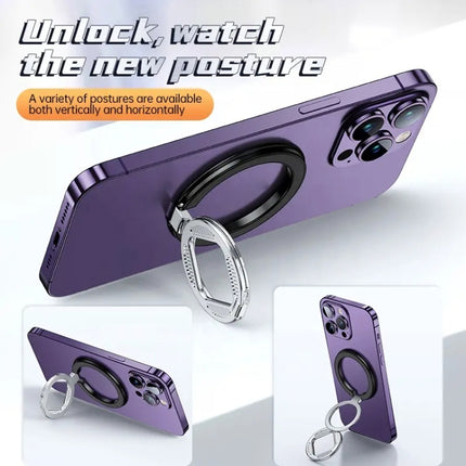 ZF039 Folding MagSafe Magnetic Ring Buckle Holder, ZF039 (Black), ZF039 (Blue), ZF039 (Purple), ZF039 (Silver)