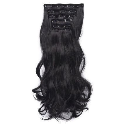50cm 16 Card Long Curly Hair Wig Seamless Hair Extension Piece