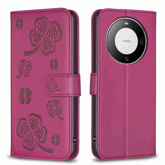 Four-leaf Embossed Leather Phone Case, For Huawei Mate 60 Pro / 60 Pro+, For Huawei Mate 60