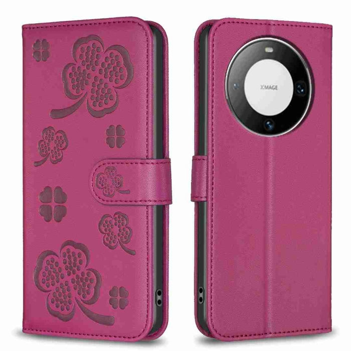 Four-leaf Embossed Leather Phone Case, For Huawei Mate 60 Pro / 60 Pro+, For Huawei Mate 60
