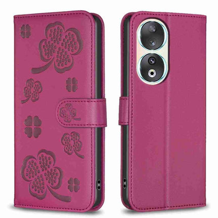 Four-leaf Embossed Leather Phone Case, For Honor 90 Lite / X50i, For Honor 90 Pro, For Honor 90 5G, For Honor X7a