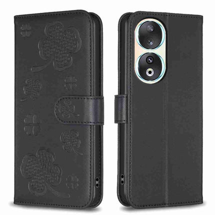 Four-leaf Embossed Leather Phone Case, For Honor 90 Lite / X50i, For Honor 90 Pro, For Honor 90 5G, For Honor X7a