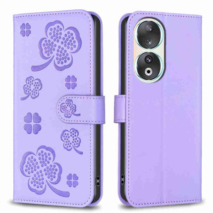Four-leaf Embossed Leather Phone Case, For Honor 90 Lite / X50i, For Honor 90 Pro, For Honor 90 5G, For Honor X7a