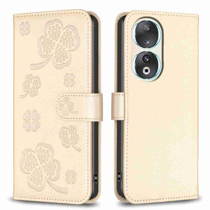 Four-leaf Embossed Leather Phone Case, For Honor 90 Lite / X50i, For Honor 90 Pro, For Honor 90 5G, For Honor X7a