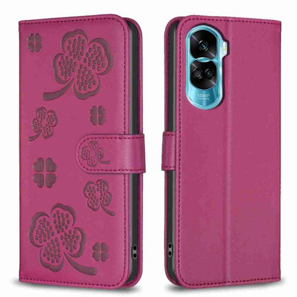 Four-leaf Embossed Leather Phone Case, For Honor 90 Lite / X50i, For Honor 90 Pro, For Honor 90 5G, For Honor X7a