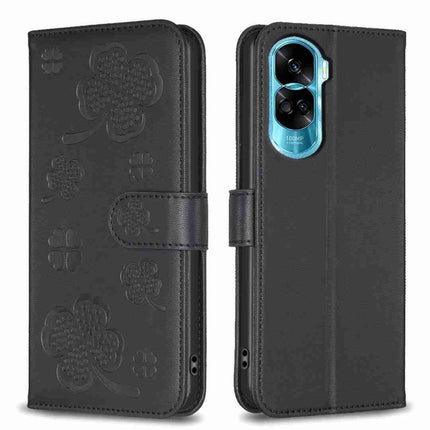Four-leaf Embossed Leather Phone Case, For Honor 90 Lite / X50i, For Honor 90 Pro, For Honor 90 5G, For Honor X7a