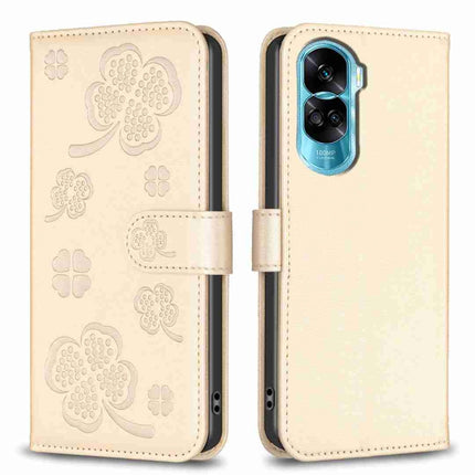 Four-leaf Embossed Leather Phone Case, For Honor 90 Lite / X50i, For Honor 90 Pro, For Honor 90 5G, For Honor X7a