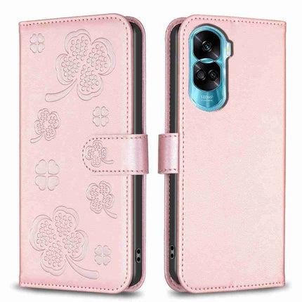 Four-leaf Embossed Leather Phone Case, For Honor 90 Lite / X50i, For Honor 90 Pro, For Honor 90 5G, For Honor X7a