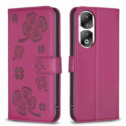 Four-leaf Embossed Leather Phone Case, For Honor 90 Lite / X50i, For Honor 90 Pro, For Honor 90 5G, For Honor X7a
