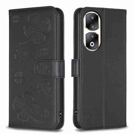 Four-leaf Embossed Leather Phone Case, For Honor 90 Lite / X50i, For Honor 90 Pro, For Honor 90 5G, For Honor X7a