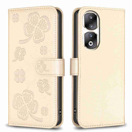 Four-leaf Embossed Leather Phone Case, For Honor 90 Lite / X50i, For Honor 90 Pro, For Honor 90 5G, For Honor X7a