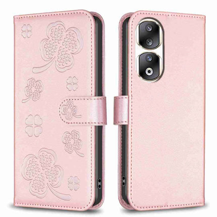 Four-leaf Embossed Leather Phone Case, For Honor 90 Lite / X50i, For Honor 90 Pro, For Honor 90 5G, For Honor X7a