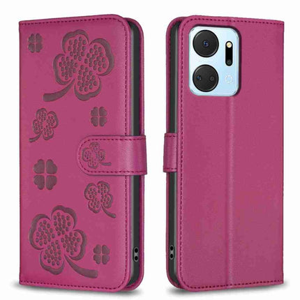Four-leaf Embossed Leather Phone Case, For Honor 90 Lite / X50i, For Honor 90 Pro, For Honor 90 5G, For Honor X7a