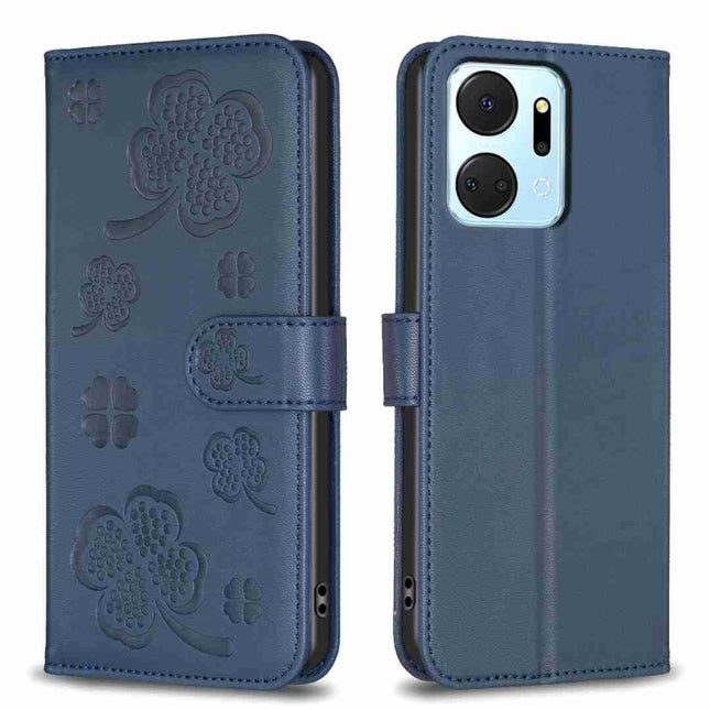 Four-leaf Embossed Leather Phone Case, For Honor 90 Lite / X50i, For Honor 90 Pro, For Honor 90 5G, For Honor X7a
