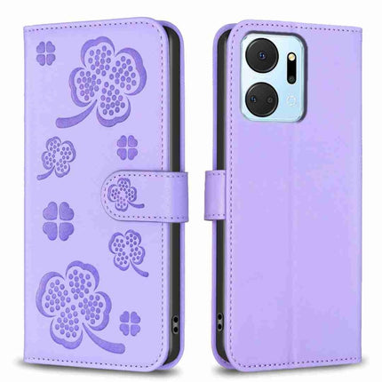 Four-leaf Embossed Leather Phone Case, For Honor 90 Lite / X50i, For Honor 90 Pro, For Honor 90 5G, For Honor X7a