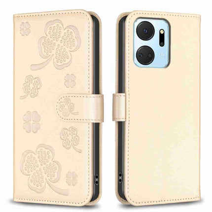 Four-leaf Embossed Leather Phone Case, For Honor 90 Lite / X50i, For Honor 90 Pro, For Honor 90 5G, For Honor X7a