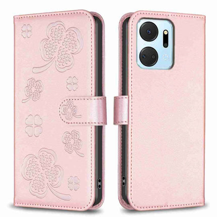 Four-leaf Embossed Leather Phone Case, For Honor 90 Lite / X50i, For Honor 90 Pro, For Honor 90 5G, For Honor X7a
