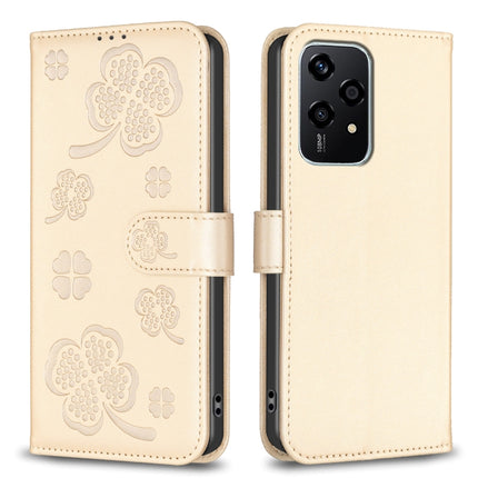 Four-leaf Embossed Leather Phone Case, For Honor 600 Global, For Honor X8c 4G, For Honor X6b, For Honor 200 Lite Global