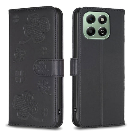 Four-leaf Embossed Leather Phone Case, For Honor 600 Global, For Honor X8c 4G, For Honor X6b, For Honor 200 Lite Global