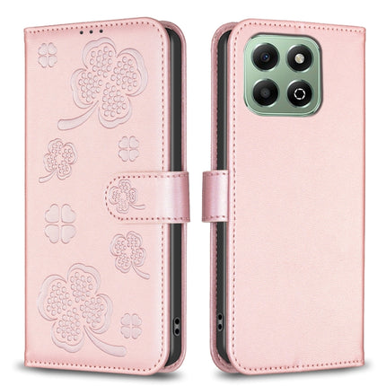 Four-leaf Embossed Leather Phone Case, For Honor 600 Global, For Honor X8c 4G, For Honor X6b, For Honor 200 Lite Global