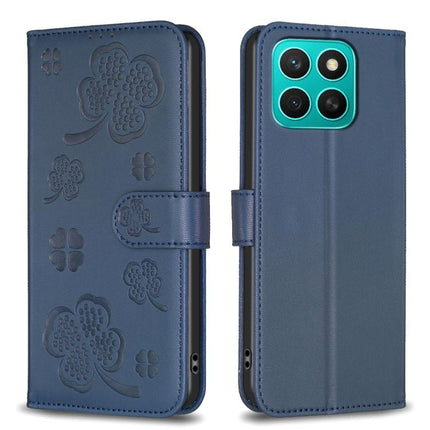 Four-leaf Embossed Leather Phone Case, For Honor 600 Global, For Honor X8c 4G, For Honor X6b, For Honor 200 Lite Global