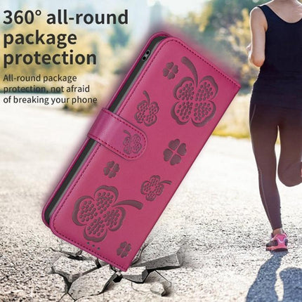 Four-leaf Embossed Leather Phone Case, For Honor 600 Global, For Honor X8c 4G, For Honor X6b, For Honor 200 Lite Global