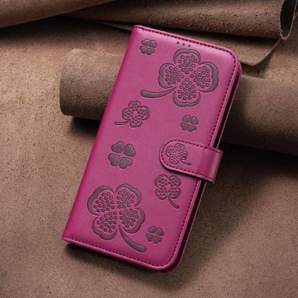 Four-leaf Embossed Leather Phone Case, For Honor 600 Global, For Honor X8c 4G, For Honor X6b, For Honor 200 Lite Global