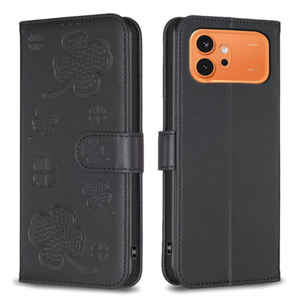 Four-leaf Embossed Leather Phone Case, For Honor 600 Global, For Honor X8c 4G, For Honor X6b, For Honor 200 Lite Global