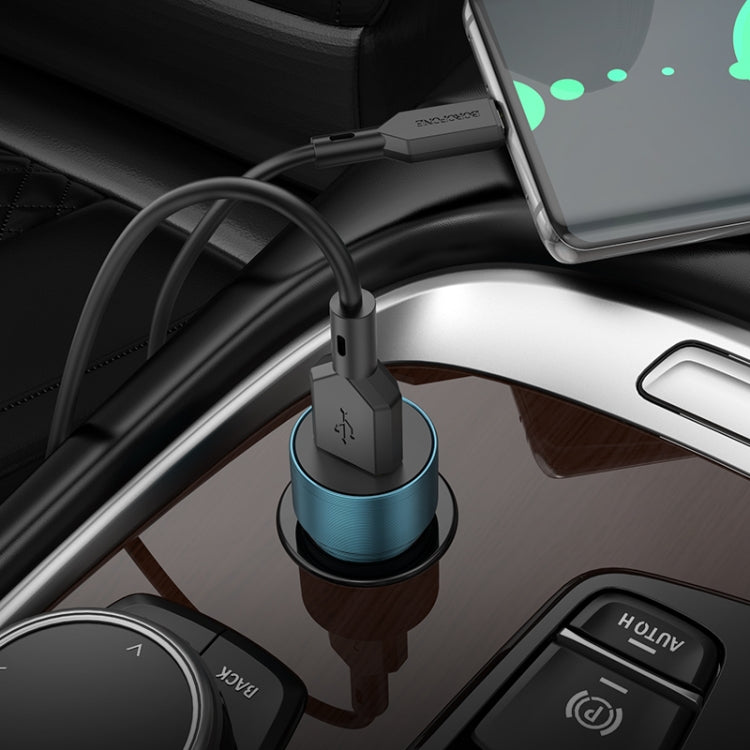 BOROFONE BZ19A Wisdom QC3.0 USB Port Fast Charging Car Charger with USB to Type-C Cable, 6974443387506
