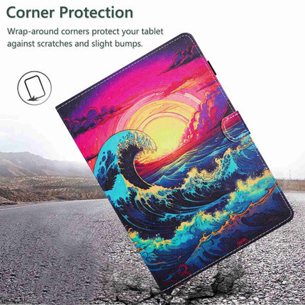 Painted Pattern Stitching Smart Leather Tablet Case