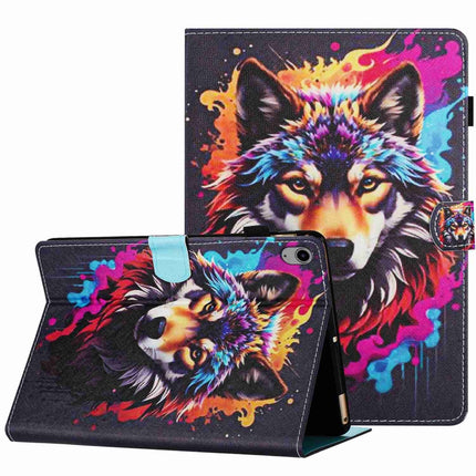 Painted Pattern Stitching Smart Leather Tablet Case