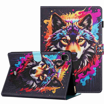 Painted Pattern Stitching Smart Leather Tablet Case