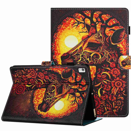 Painted Pattern Stitching Smart Leather Tablet Case