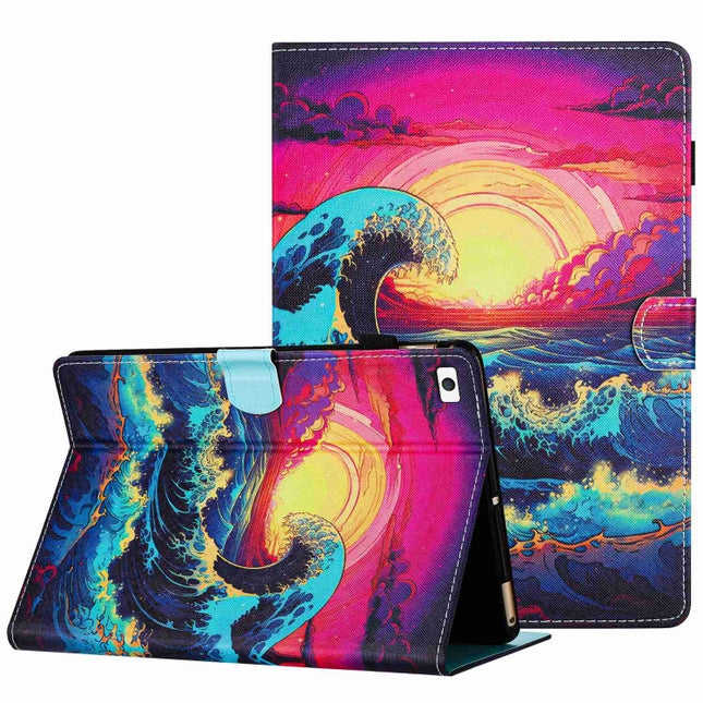 Painted Pattern Stitching Smart Leather Tablet Case