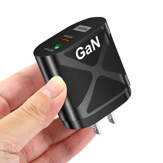 65W Gallium Nitride GaN389 USB + Type-C Fast Charging Charger, EU Plug, US Plug, UK Plug
