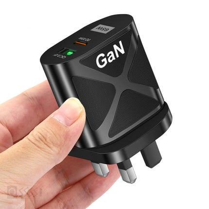 65W Gallium Nitride GaN389 USB + Type-C Fast Charging Charger, EU Plug, US Plug, UK Plug