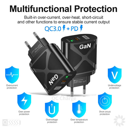 65W Gallium Nitride GaN389 USB + Type-C Fast Charging Charger, EU Plug, US Plug, UK Plug