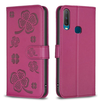 Four-leaf Embossed Leather Phone Case, For vivo Y11 / Y12 / Y15 / Y17, For vivo Y27 4G
