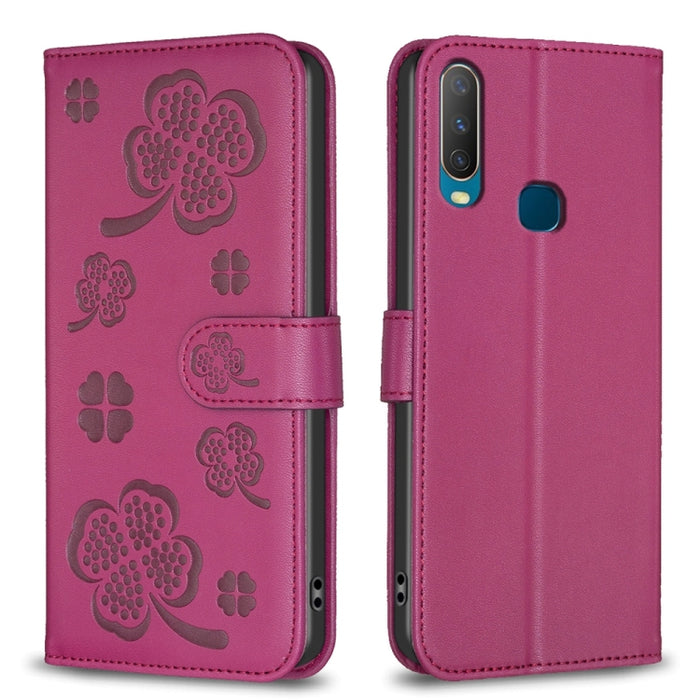 Four-leaf Embossed Leather Phone Case, For vivo Y11 / Y12 / Y15 / Y17, For vivo Y27 4G