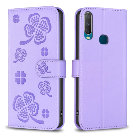 Four-leaf Embossed Leather Phone Case, For vivo Y11 / Y12 / Y15 / Y17, For vivo Y27 4G