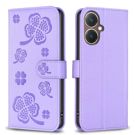 Four-leaf Embossed Leather Phone Case, For vivo Y11 / Y12 / Y15 / Y17, For vivo Y27 4G