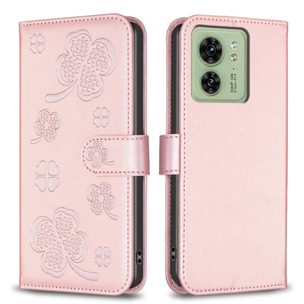 Four-leaf Embossed Leather Phone Case, For Motorola Moto G54 5G EU Edition, For Motorola Edge 40 Neo, For Motorola Moto G14 4G, For Motorola Edge 40 5G